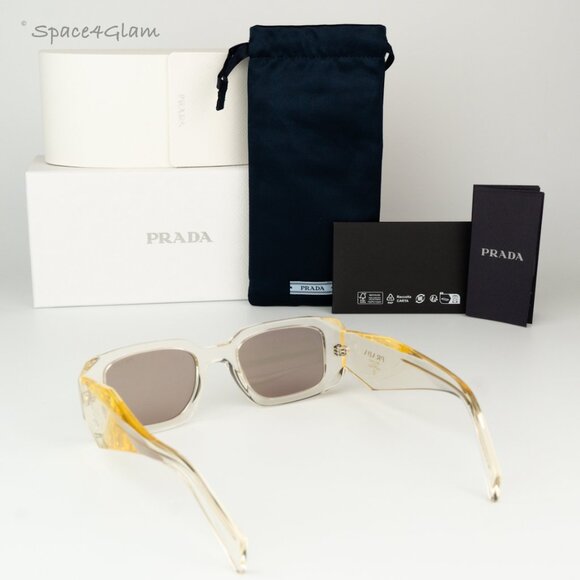 BRAND NEW Prada PR17WS 19X30N Clear Champagne Platino Mirror Unisex Sunglasses - Picture 8 of 9